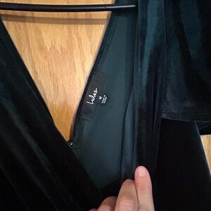 Lulu's emerald green Velvet Wrap Dress